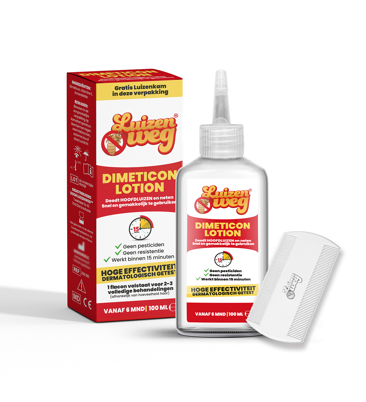 LuizenWeg Luizenshampoo Dimeticon 97% lotion 100 ml met gratis kunststof kam