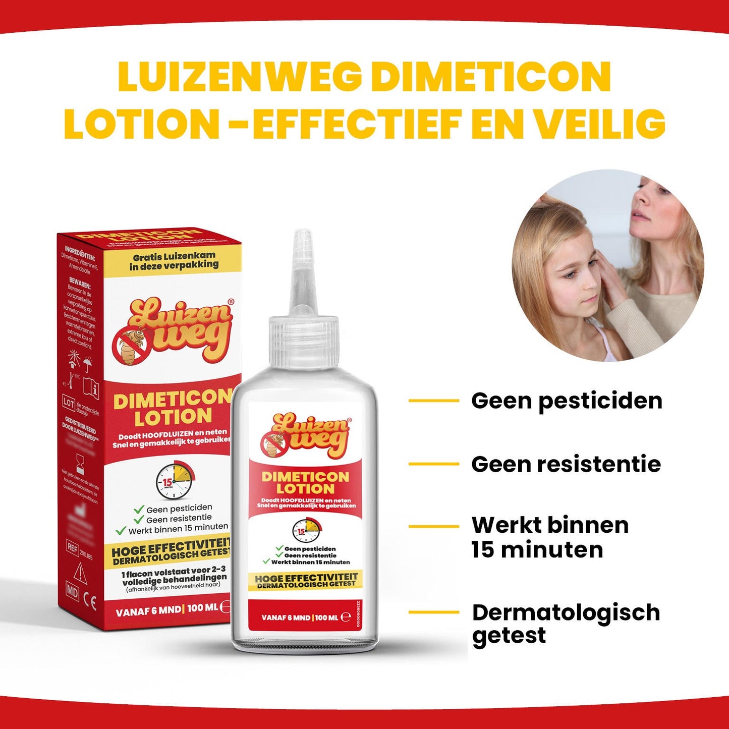 LuizenWeg Dimethicone 97% lotion 100 ml with high-quality steel detangling comb